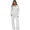 image:imageGRECERELLE Lounge Sets For Women 2026 Casual Lapel Half Zip Sweatshirt And Wide Leg Sweatpant 2 Piece Outfits Tracksuit SetsHeather Grey