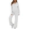 image:imageGRECERELLE Lounge Sets For Women 2026 Casual Lapel Half Zip Sweatshirt And Wide Leg Sweatpant 2 Piece Outfits Tracksuit SetsHeather Grey
