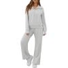 image:imageGRECERELLE Lounge Sets For Women 2026 Casual Lapel Half Zip Sweatshirt And Wide Leg Sweatpant 2 Piece Outfits Tracksuit SetsLight Gray