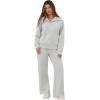 image:imageGRECERELLE Lounge Sets For Women 2026 Casual Lapel Half Zip Sweatshirt And Wide Leg Sweatpant 2 Piece Outfits Tracksuit SetsLight Gray