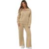 image:imageGRECERELLE Lounge Sets For Women 2026 Casual Lapel Half Zip Sweatshirt And Wide Leg Sweatpant 2 Piece Outfits Tracksuit SetsLight Khaki