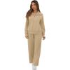 image:imageGRECERELLE Lounge Sets For Women 2026 Casual Lapel Half Zip Sweatshirt And Wide Leg Sweatpant 2 Piece Outfits Tracksuit SetsLight Khaki
