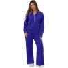 image:imageGRECERELLE Lounge Sets For Women 2026 Casual Lapel Half Zip Sweatshirt And Wide Leg Sweatpant 2 Piece Outfits Tracksuit SetsRoyal Blue