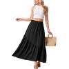 image:imageGRECERELLE Womens Boho Maxi Skirt High Waist Pleated ALine Flowy Swing Asymmetric Tiered Long Skirts with PocketsBlack