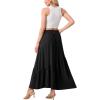 image:imageGRECERELLE Womens Boho Maxi Skirt High Waist Pleated ALine Flowy Swing Asymmetric Tiered Long Skirts with PocketsBlack