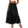 image:imageGRECERELLE Womens Boho Maxi Skirt High Waist Pleated ALine Flowy Swing Asymmetric Tiered Long Skirts with PocketsBlack
