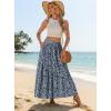 image:imageGRECERELLE Womens Boho Maxi Skirt High Waist Pleated ALine Flowy Swing Asymmetric Tiered Long Skirts with PocketsBlue White Flower