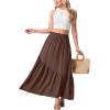 image:imageGRECERELLE Womens Boho Maxi Skirt High Waist Pleated ALine Flowy Swing Asymmetric Tiered Long Skirts with PocketsBrown