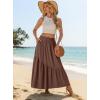 image:imageGRECERELLE Womens Boho Maxi Skirt High Waist Pleated ALine Flowy Swing Asymmetric Tiered Long Skirts with PocketsBrown