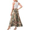 image:imageGRECERELLE Womens Boho Maxi Skirt High Waist Pleated ALine Flowy Swing Asymmetric Tiered Long Skirts with PocketsCamou Green Pink