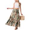 image:imageGRECERELLE Womens Boho Maxi Skirt High Waist Pleated ALine Flowy Swing Asymmetric Tiered Long Skirts with PocketsCamou Green Pink