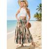 image:imageGRECERELLE Womens Boho Maxi Skirt High Waist Pleated ALine Flowy Swing Asymmetric Tiered Long Skirts with PocketsCamou Green Pink