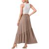 image:imageGRECERELLE Womens Boho Maxi Skirt High Waist Pleated ALine Flowy Swing Asymmetric Tiered Long Skirts with PocketsCoffee Gray
