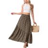 image:imageGRECERELLE Womens Boho Maxi Skirt High Waist Pleated ALine Flowy Swing Asymmetric Tiered Long Skirts with PocketsLd Khaki