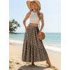 image:imageGRECERELLE Womens Boho Maxi Skirt High Waist Pleated ALine Flowy Swing Asymmetric Tiered Long Skirts with PocketsLd Khaki