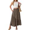 image:imageGRECERELLE Womens Boho Maxi Skirt High Waist Pleated ALine Flowy Swing Asymmetric Tiered Long Skirts with PocketsLd Khaki