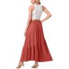 image:imageGRECERELLE Womens Boho Maxi Skirt High Waist Pleated ALine Flowy Swing Asymmetric Tiered Long Skirts with PocketsLiving Coral
