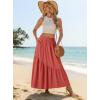 image:imageGRECERELLE Womens Boho Maxi Skirt High Waist Pleated ALine Flowy Swing Asymmetric Tiered Long Skirts with PocketsLiving Coral
