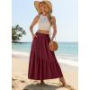 image:imageGRECERELLE Womens Boho Maxi Skirt High Waist Pleated ALine Flowy Swing Asymmetric Tiered Long Skirts with PocketsWine Red