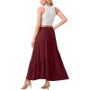 image:imageGRECERELLE Womens Boho Maxi Skirt High Waist Pleated ALine Flowy Swing Asymmetric Tiered Long Skirts with PocketsWine Red