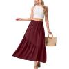 image:imageGRECERELLE Womens Boho Maxi Skirt High Waist Pleated ALine Flowy Swing Asymmetric Tiered Long Skirts with PocketsWine Red