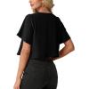 image:imageGRECERELLE Womens Summer Lightweight Cropped Cardigan Shrug Short Sleeve Open Front Casual Bolero Cover UpsBlack