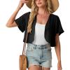 image:imageGRECERELLE Womens Summer Lightweight Cropped Cardigan Shrug Short Sleeve Open Front Casual Bolero Cover UpsBlack