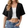 image:imageGRECERELLE Womens Summer Lightweight Cropped Cardigan Shrug Short Sleeve Open Front Casual Bolero Cover UpsBlack