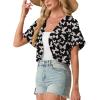image:imageGRECERELLE Womens Summer Lightweight Cropped Cardigan Shrug Short Sleeve Open Front Casual Bolero Cover UpsBlack Butterfly