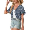 image:imageGRECERELLE Womens Summer Lightweight Cropped Cardigan Shrug Short Sleeve Open Front Casual Bolero Cover UpsBlue White Flower