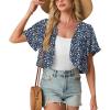image:imageGRECERELLE Womens Summer Lightweight Cropped Cardigan Shrug Short Sleeve Open Front Casual Bolero Cover UpsBlue White Flower