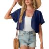image:imageGRECERELLE Womens Summer Lightweight Cropped Cardigan Shrug Short Sleeve Open Front Casual Bolero Cover UpsDark Blue
