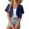 image:imageGRECERELLE Womens Summer Lightweight Cropped Cardigan Shrug Short Sleeve Open Front Casual Bolero Cover UpsDark Blue