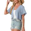 image:imageGRECERELLE Womens Summer Lightweight Cropped Cardigan Shrug Short Sleeve Open Front Casual Bolero Cover UpsHaze Blue