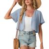 image:imageGRECERELLE Womens Summer Lightweight Cropped Cardigan Shrug Short Sleeve Open Front Casual Bolero Cover UpsHaze Blue