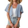 image:imageGRECERELLE Womens Summer Lightweight Cropped Cardigan Shrug Short Sleeve Open Front Casual Bolero Cover UpsHaze Blue