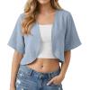 image:imageGRECERELLE Womens Summer Lightweight Cropped Cardigan Shrug Short Sleeve Open Front Casual Bolero Cover UpsHaze Blue