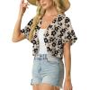 image:imageGRECERELLE Womens Summer Lightweight Cropped Cardigan Shrug Short Sleeve Open Front Casual Bolero Cover UpsKhaki Black Flower