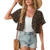 image:imageGRECERELLE Womens Summer Lightweight Cropped Cardigan Shrug Short Sleeve Open Front Casual Bolero Cover UpsLd Dark Khaki