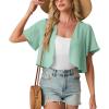 image:imageGRECERELLE Womens Summer Lightweight Cropped Cardigan Shrug Short Sleeve Open Front Casual Bolero Cover UpsMint Green