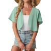 image:imageGRECERELLE Womens Summer Lightweight Cropped Cardigan Shrug Short Sleeve Open Front Casual Bolero Cover UpsMint Green