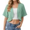 image:imageGRECERELLE Womens Summer Lightweight Cropped Cardigan Shrug Short Sleeve Open Front Casual Bolero Cover UpsMint Green