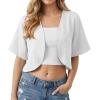 image:imageGRECERELLE Womens Summer Lightweight Cropped Cardigan Shrug Short Sleeve Open Front Casual Bolero Cover UpsWhite