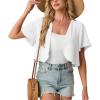 image:imageGRECERELLE Womens Summer Lightweight Cropped Cardigan Shrug Short Sleeve Open Front Casual Bolero Cover UpsWhite