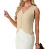 image:imageGRECERELLE Womens Summer Sleeveless Sweater Vest  100 Cotton V Neck Knit Button Down Casual Tank TopsBeige