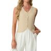 image:imageGRECERELLE Womens Summer Sleeveless Sweater Vest  100 Cotton V Neck Knit Button Down Casual Tank TopsBeige