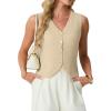 image:imageGRECERELLE Womens Summer Sleeveless Sweater Vest  100 Cotton V Neck Knit Button Down Casual Tank TopsBeige