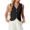 image:imageGRECERELLE Womens Summer Sleeveless Sweater Vest  100 Cotton V Neck Knit Button Down Casual Tank TopsBlack