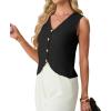 image:imageGRECERELLE Womens Summer Sleeveless Sweater Vest  100 Cotton V Neck Knit Button Down Casual Tank TopsBlack