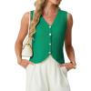image:imageGRECERELLE Womens Summer Sleeveless Sweater Vest  100 Cotton V Neck Knit Button Down Casual Tank TopsBright Green